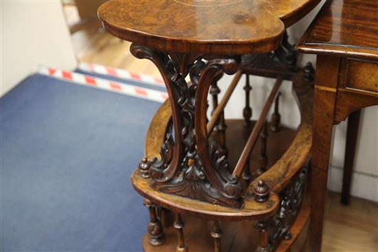 A Victorian walnut canterbury/whatnot, 2ft 1in.